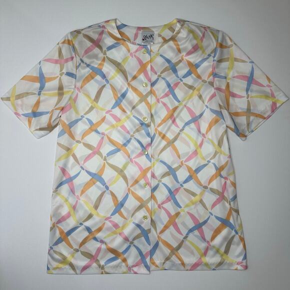 Vintage 1960’s Vera Button Front Top in Trellis Print - Picture 1 of 6